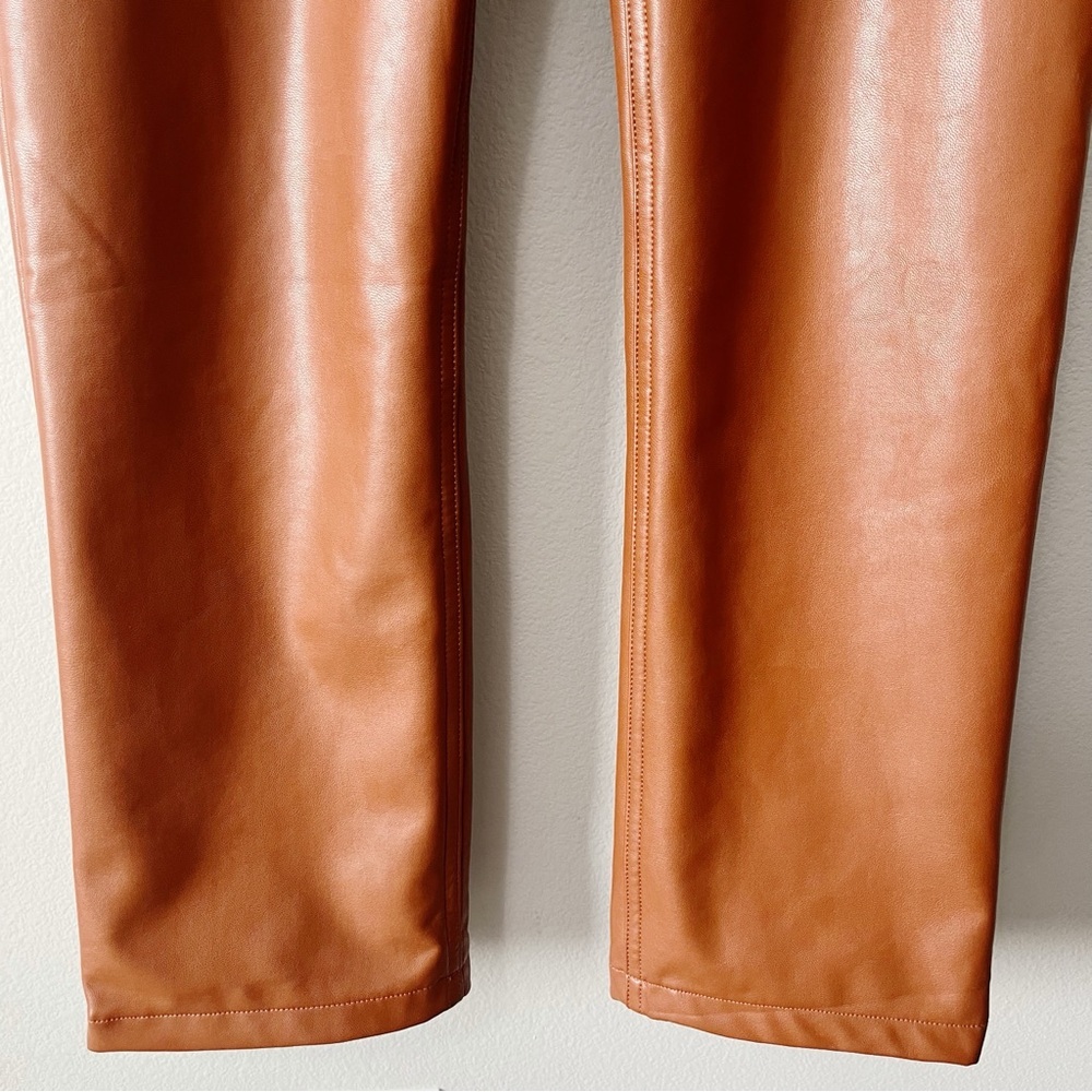 Abercrombie & Fitch Vegan Leather 90s Straight Ultra High Rise Pant Brown 27/4 - Picture 8 of 16